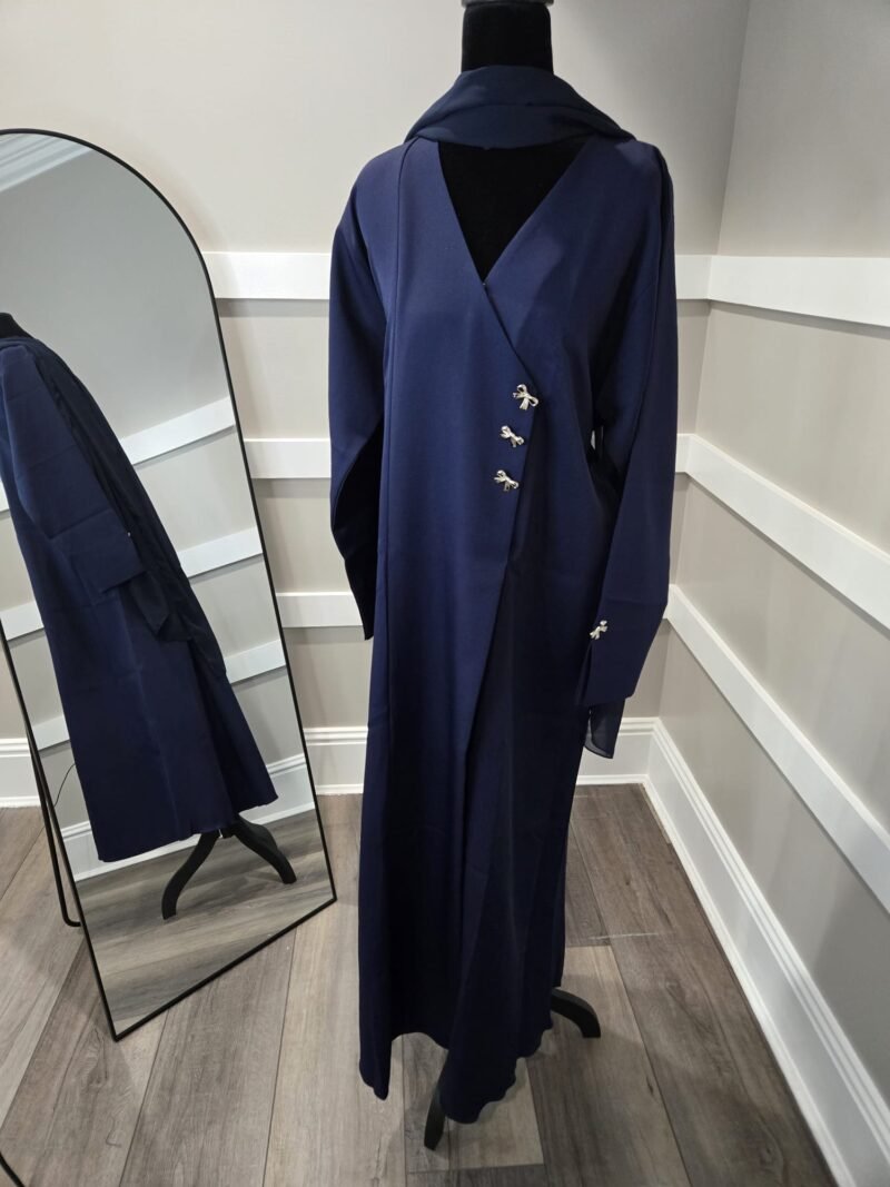 Navy blue bow abaya dress